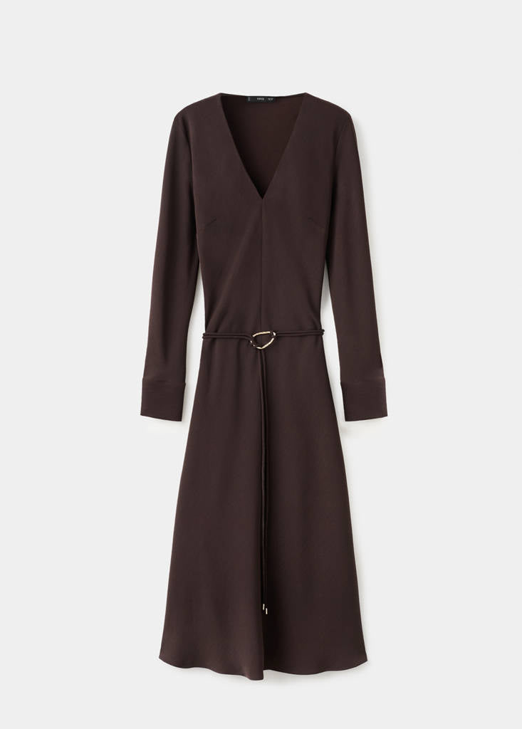 Robe Ceinture Col En V