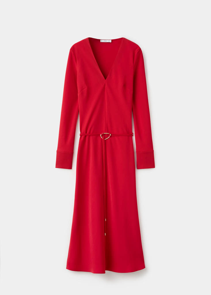 Robe Ceinture Col En V
