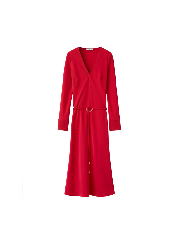 Robe Ceinture Col En V