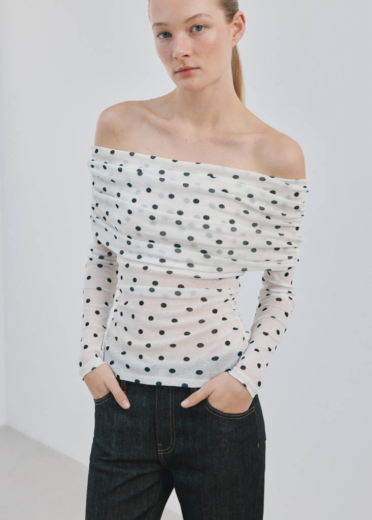 T-Shirt À Pois Bustier