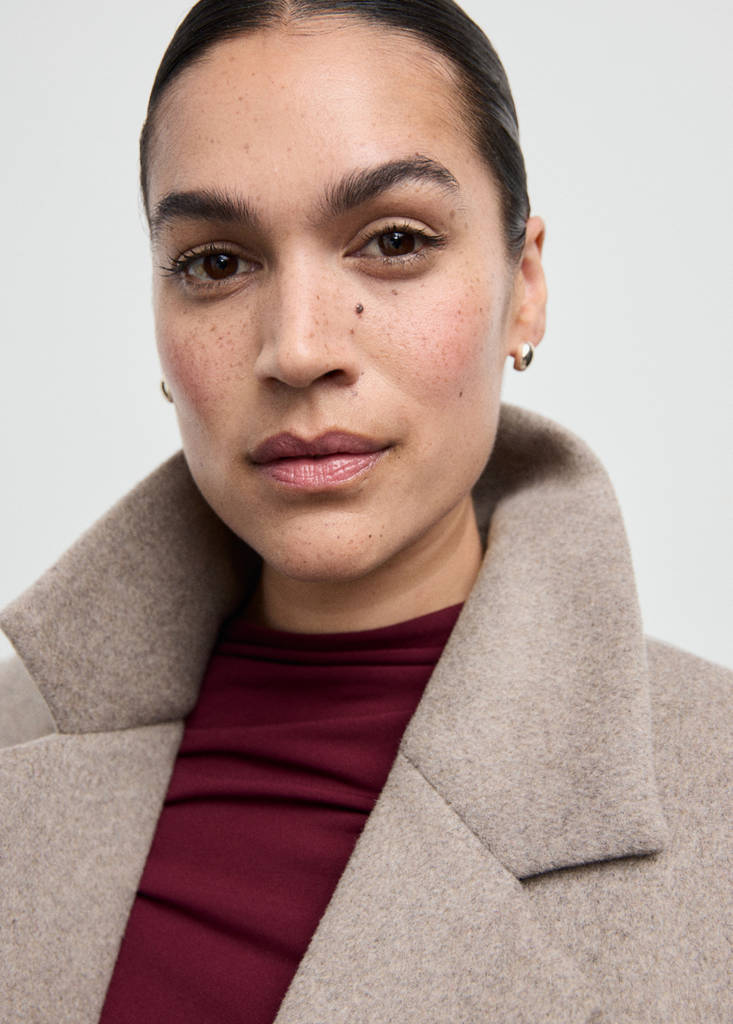 Manteau Laine Mélangée Double Boutonnage