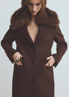 Manteau Laine Col Imitation Fourrure