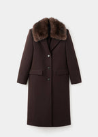 Manteau Laine Col Imitation Fourrure