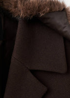 Manteau Laine Col Imitation Fourrure