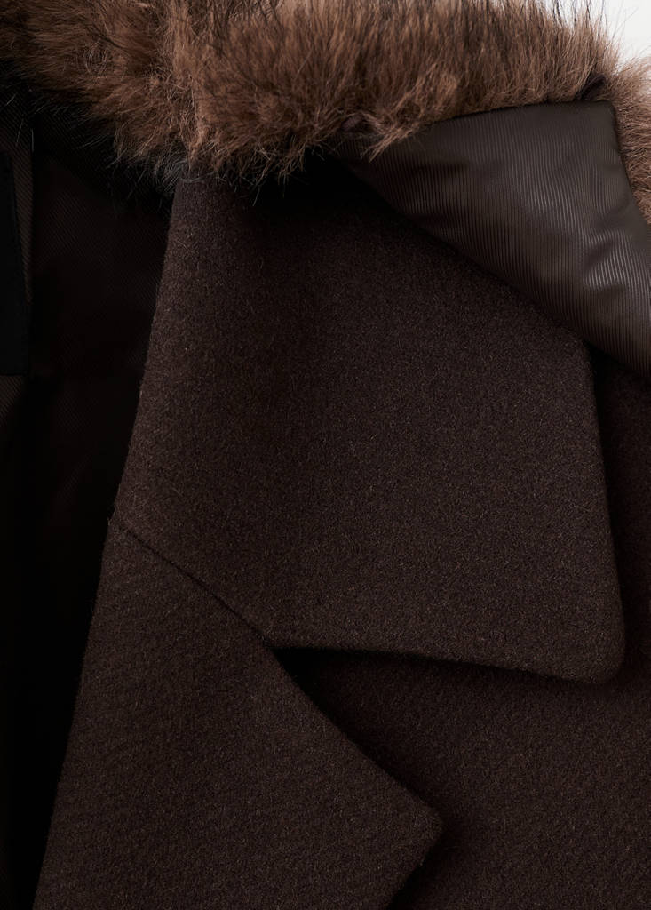Manteau Laine Col Imitation Fourrure