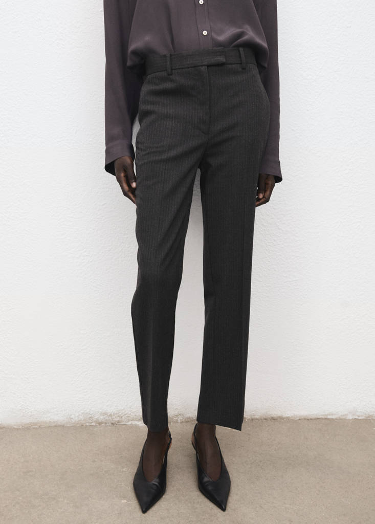 Pantalon Slim Crop À Fines Rayures