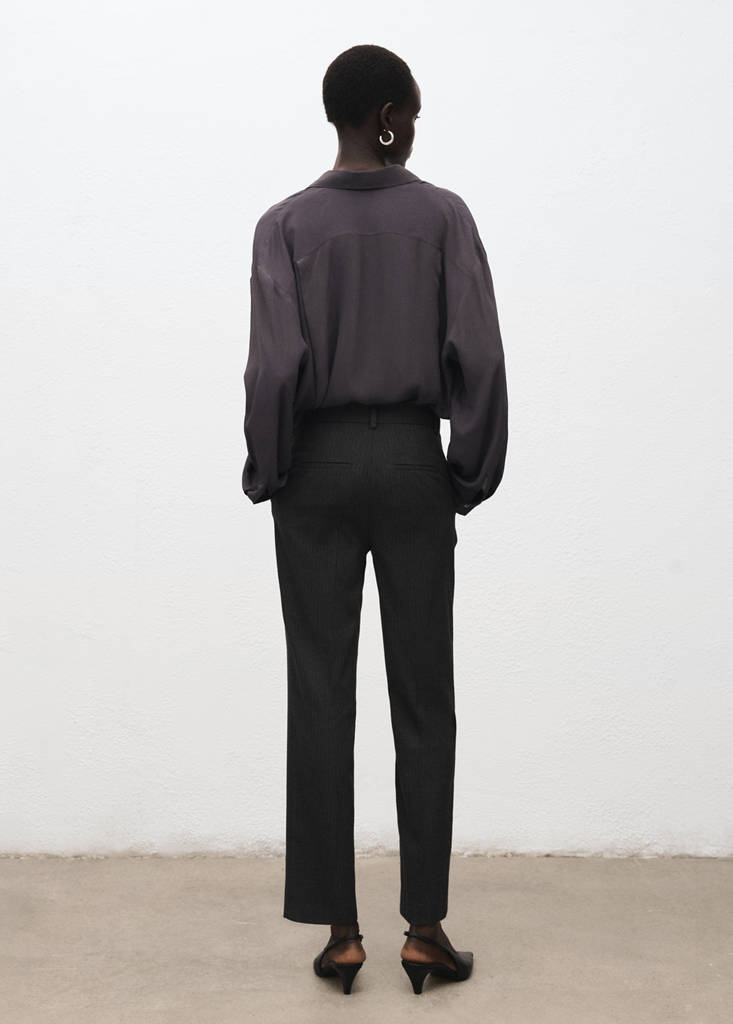 Pantalon Slim Crop À Fines Rayures
