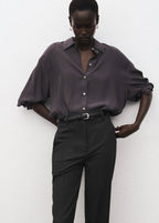 Pantalon Slim Crop À Fines Rayures