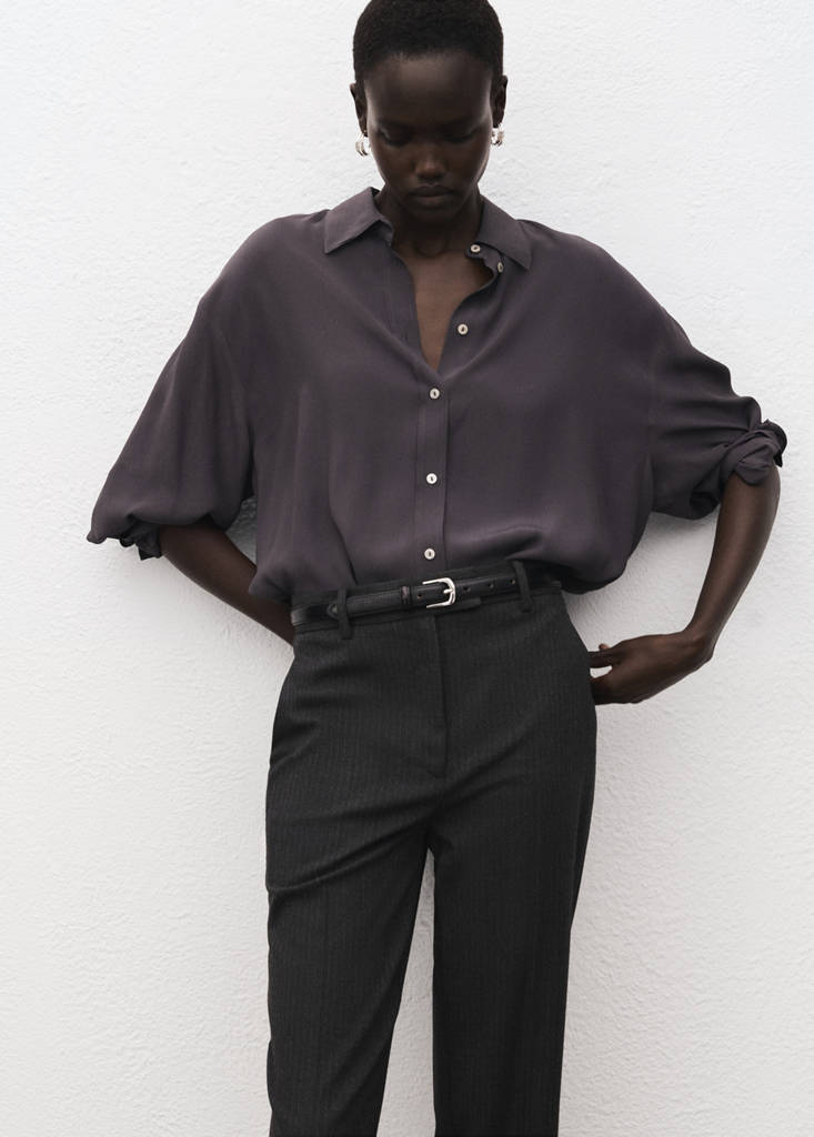 Pantalon Slim Crop À Fines Rayures