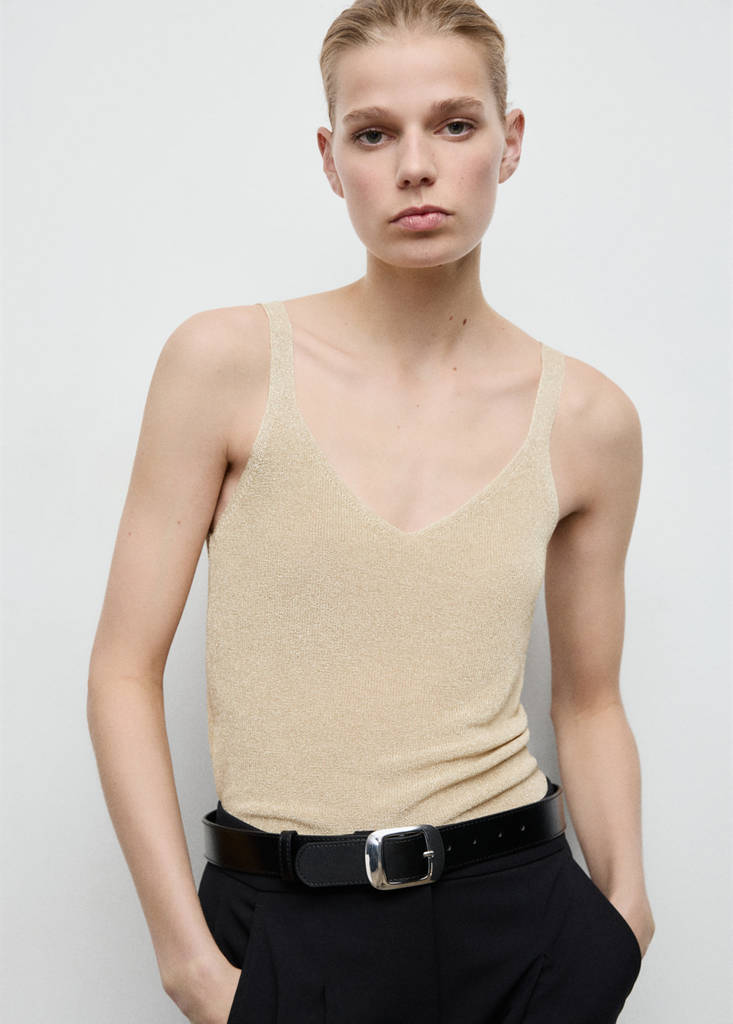 Top Maille Lurex Col En V