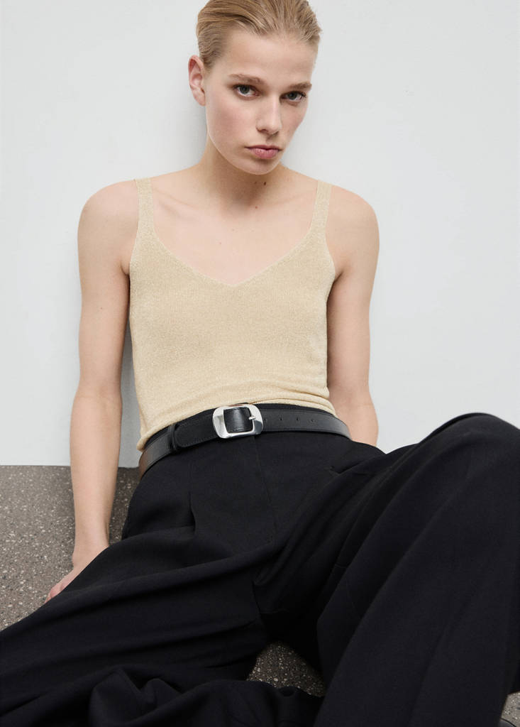 Top Maille Lurex Col En V