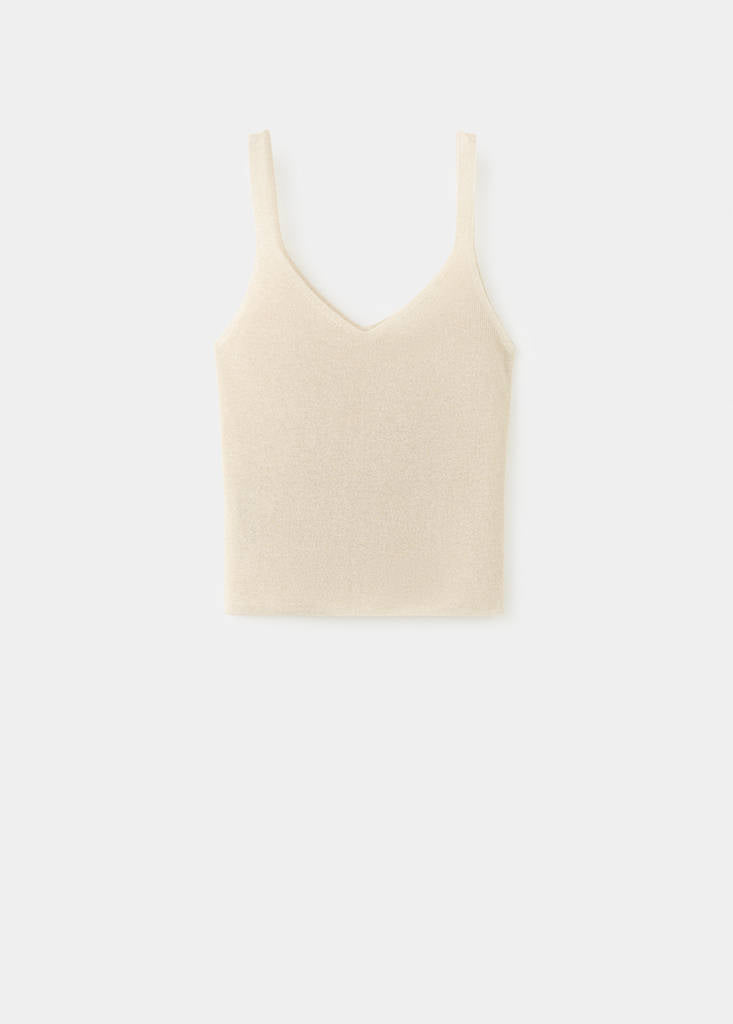 Top Maille Lurex Col En V
