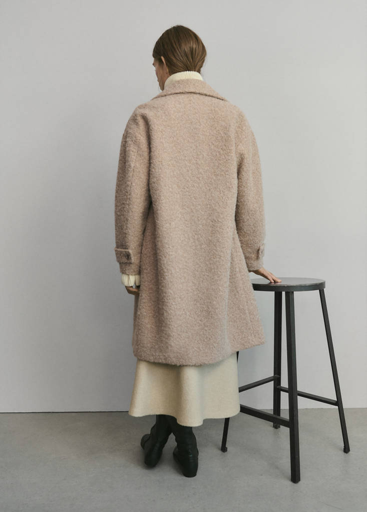 Manteau Tissu Bouclé À Revers