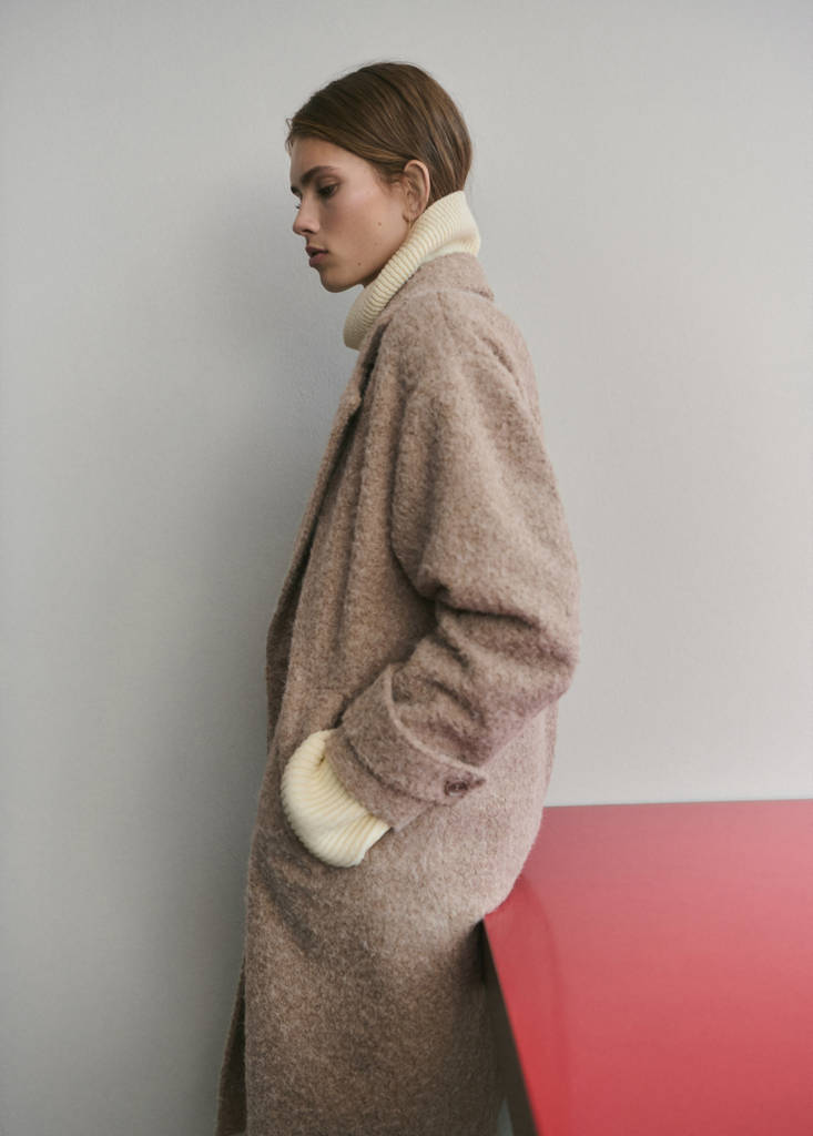 Manteau Tissu Bouclé À Revers