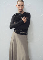 Jupe Évasée À Godets Avec Ceinture