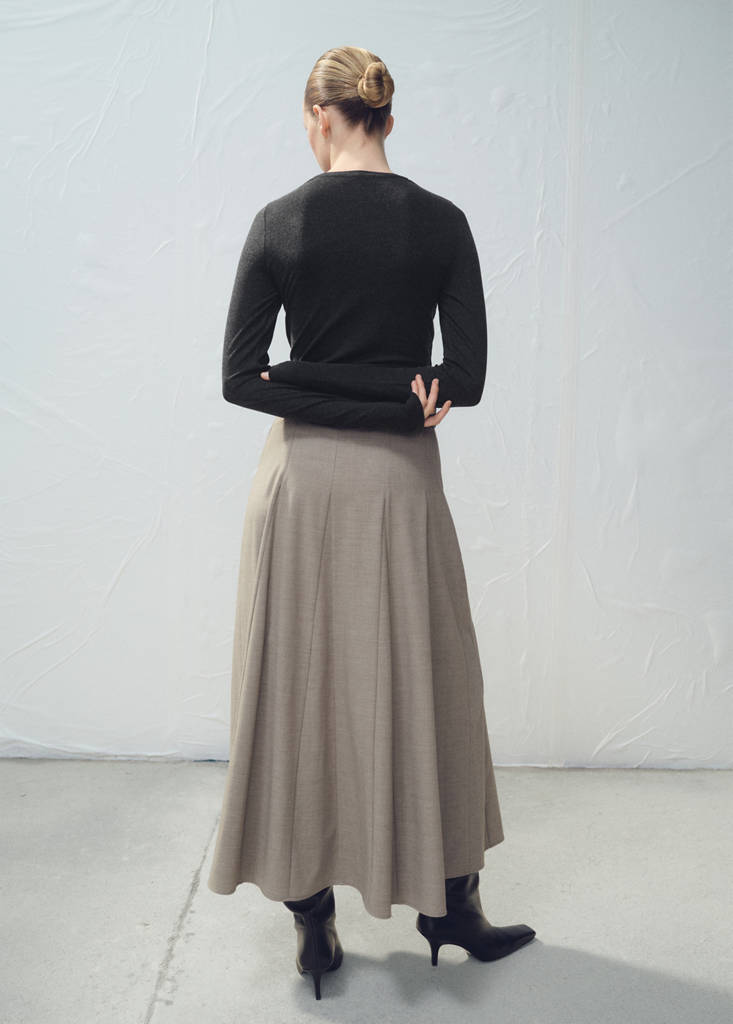 Jupe Évasée À Godets Avec Ceinture