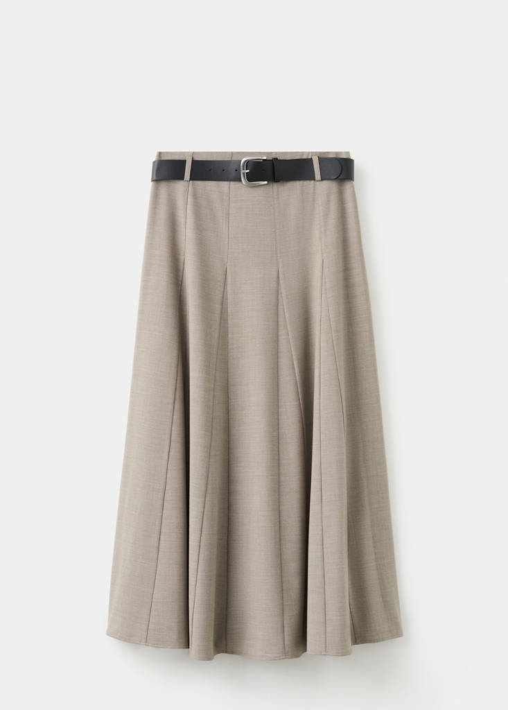 Jupe Évasée À Godets Avec Ceinture