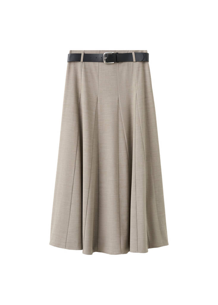 Jupe Évasée À Godets Avec Ceinture