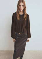 Blouse En Maille Fine À Fronces