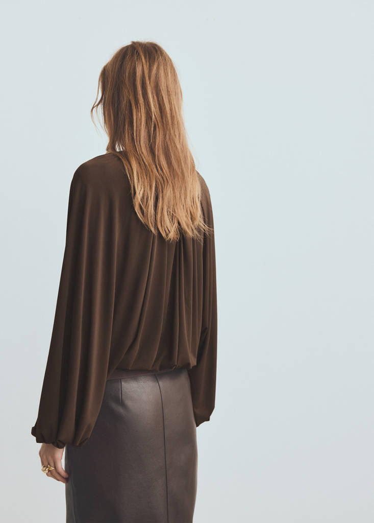 Blouse En Maille Fine À Fronces