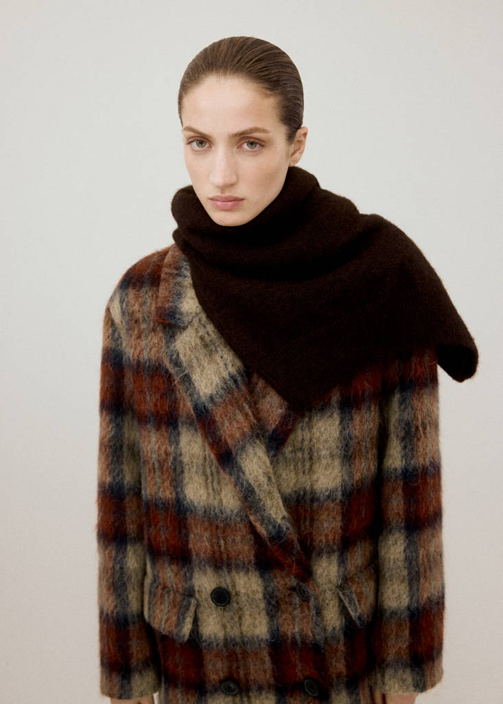 Manteau À Carreaux Laine Mélangée