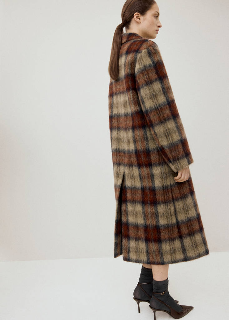 Manteau À Carreaux Laine Mélangée