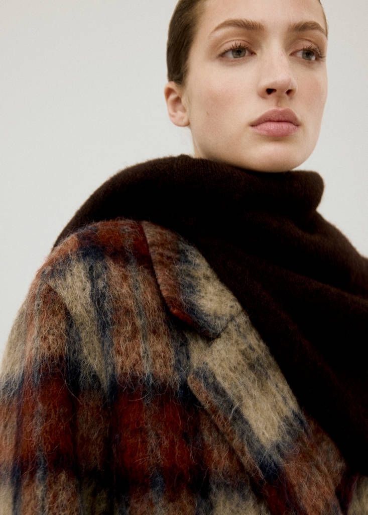 Manteau À Carreaux Laine Mélangée