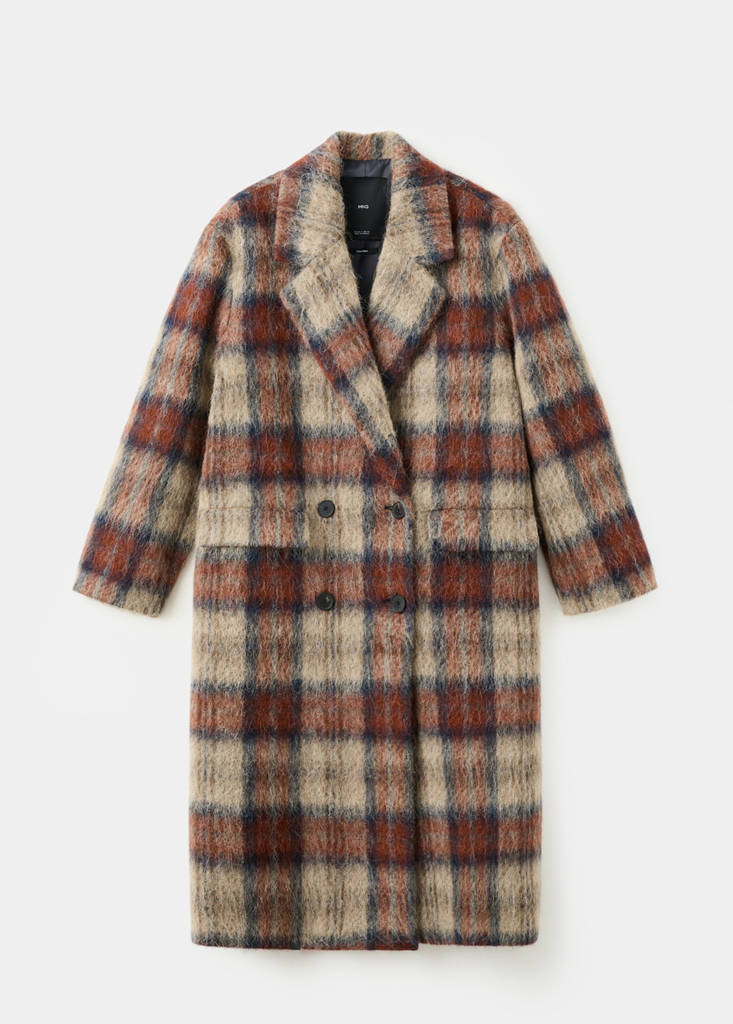 Manteau À Carreaux Laine Mélangée