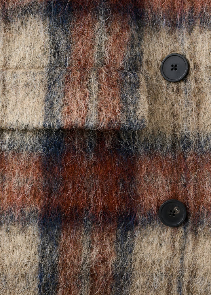 Manteau À Carreaux Laine Mélangée