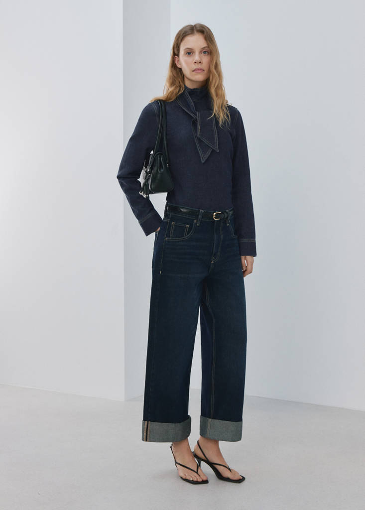 Chemise En Denim Avec Fermeture À Nœud