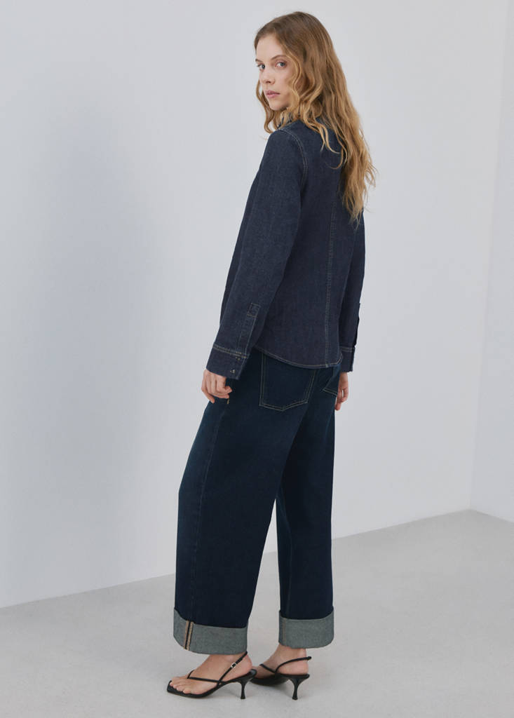 Chemise En Denim Avec Fermeture À Nœud