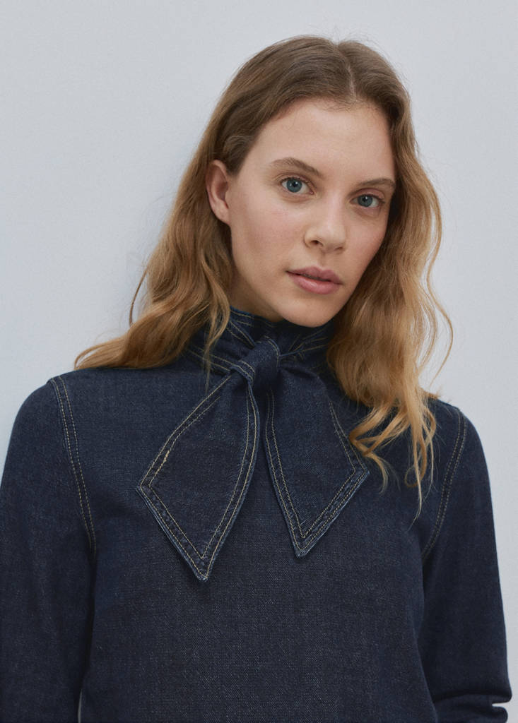 Chemise En Denim Avec Fermeture À Nœud