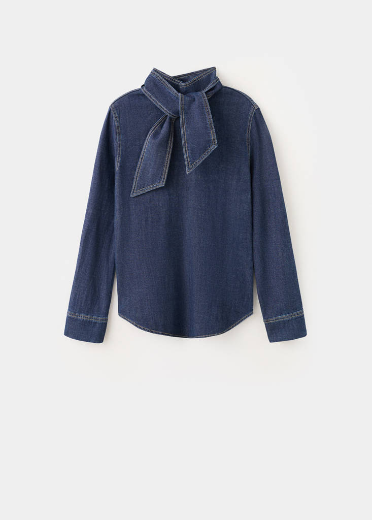 Chemise En Denim Avec Fermeture À Nœud