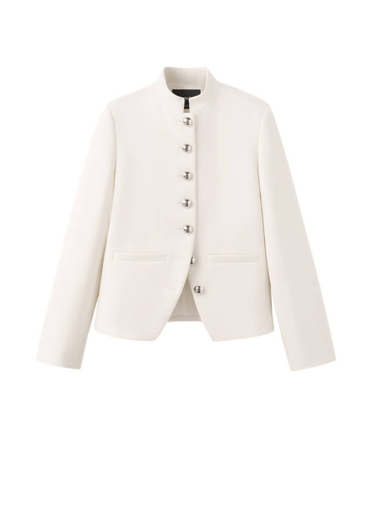 Veste À Col Officier Boutons Bijoux