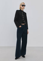 Veste À Col Officier Boutons Bijoux
