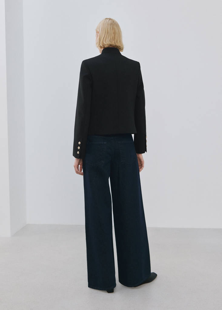 Veste À Col Officier Boutons Bijoux