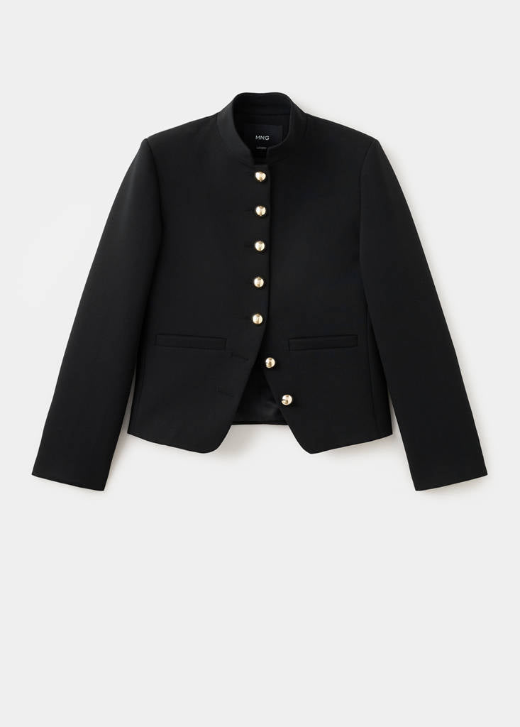 Veste À Col Officier Boutons Bijoux