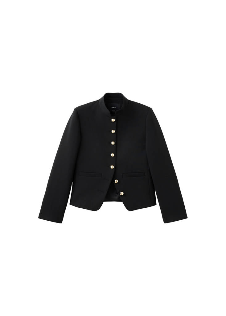 Veste À Col Officier Boutons Bijoux