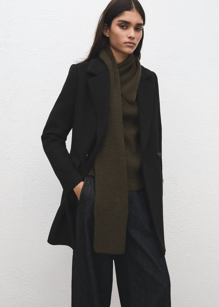 Manteau Laine Mélangée Double Boutonnage