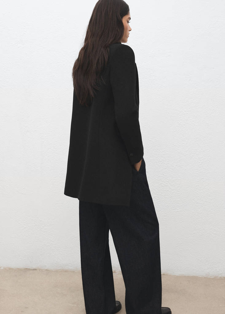 Manteau Laine Mélangée Double Boutonnage