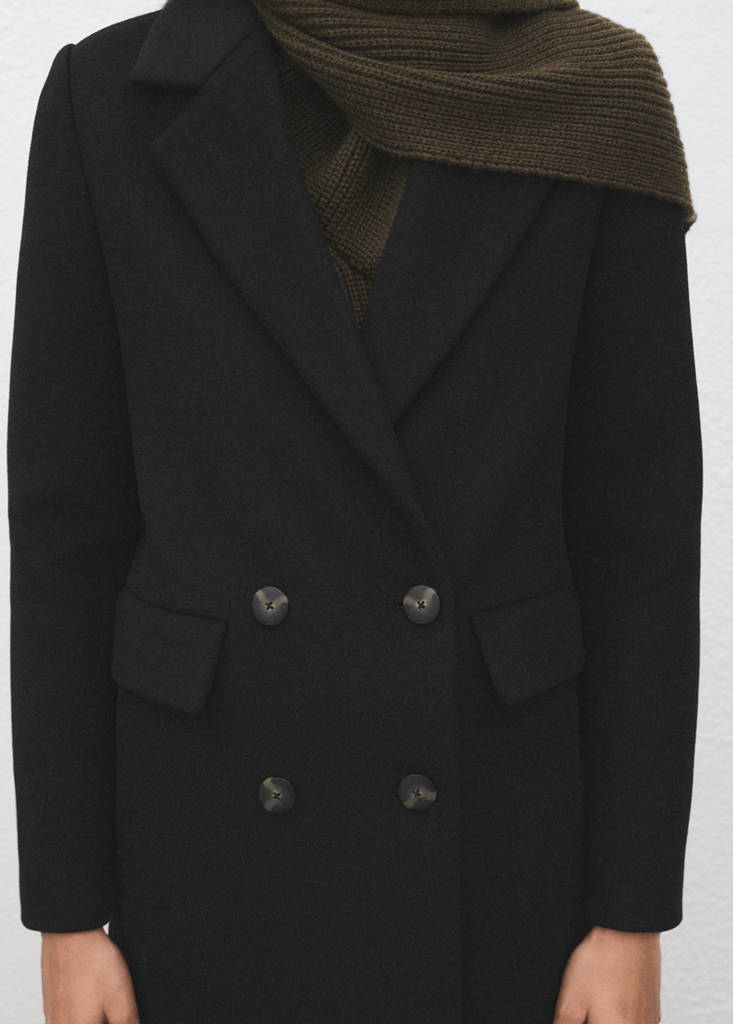 Manteau Laine Mélangée Double Boutonnage