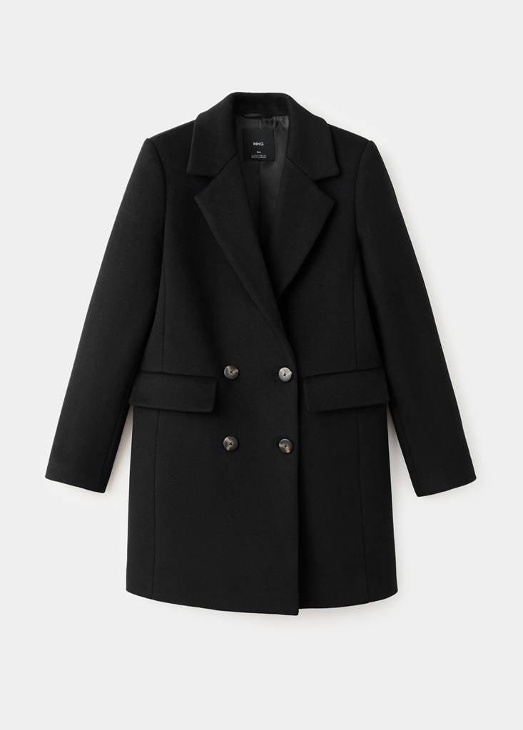 Manteau Laine Mélangée Double Boutonnage
