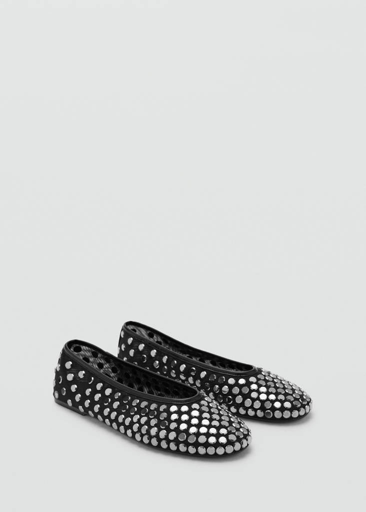 Studded Mesh Ballet Flats