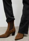 Bottines En Daim Bout Empiècements