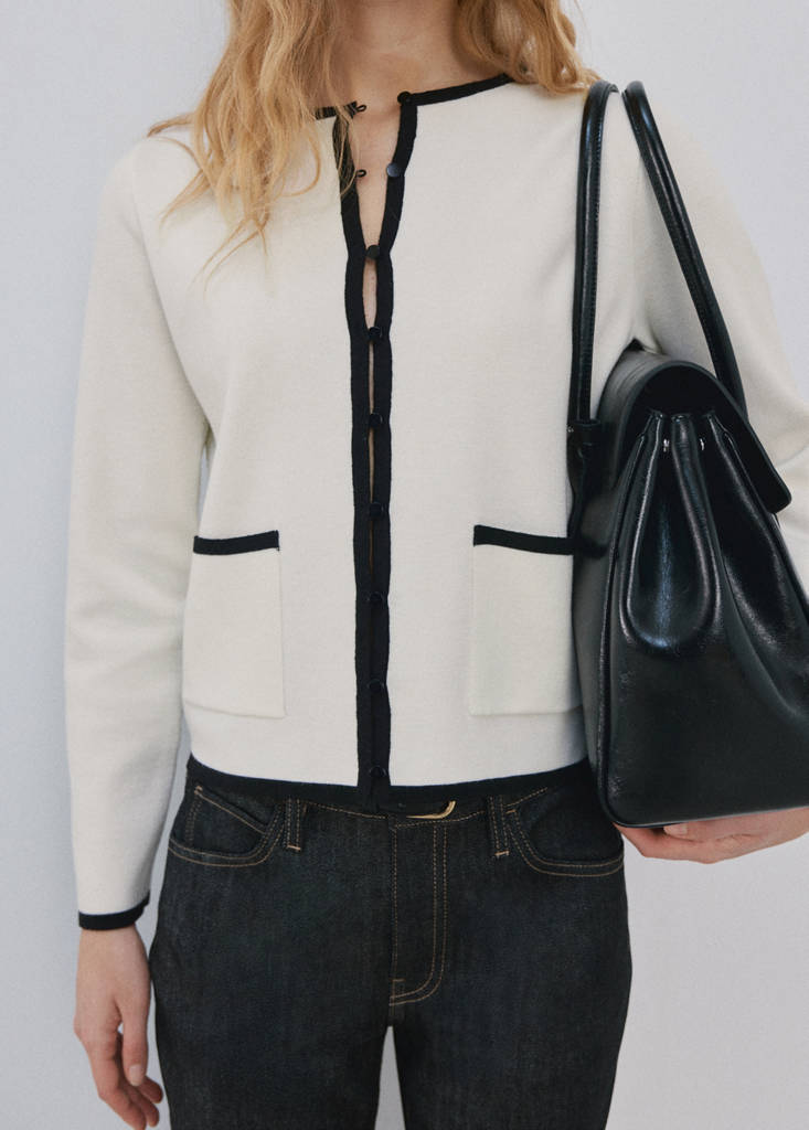 Veste Maille Liserés Contrastants