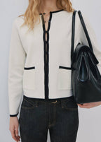 Veste Maille Liserés Contrastants