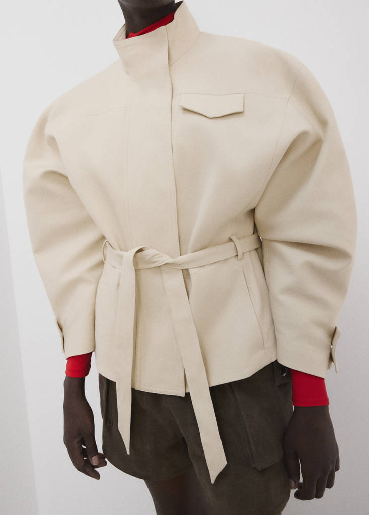 Veste À Col Montant Avec Ceinture