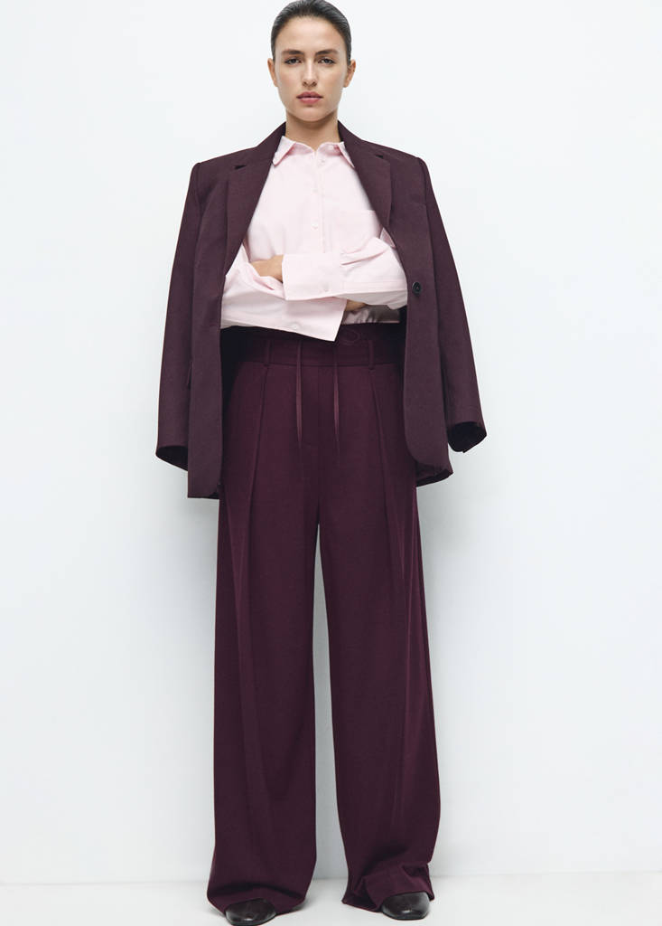 Pantalon À Pinces Combiné À La Taille