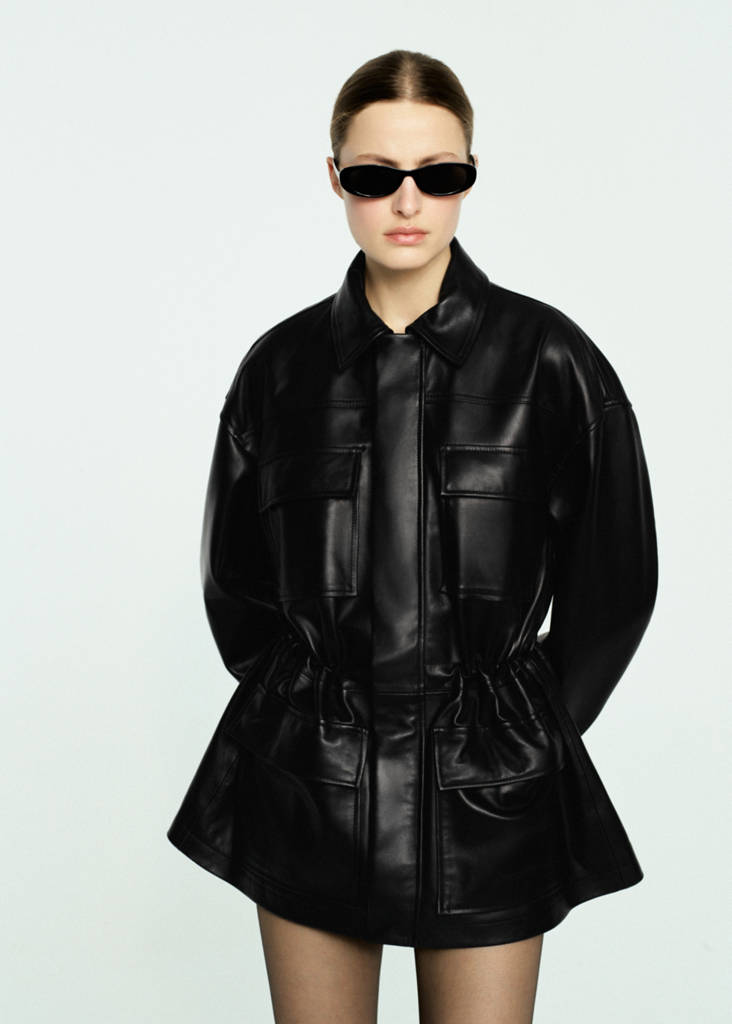 Parka Cuir Taille Froncé