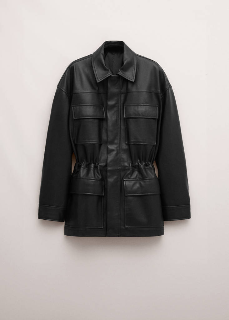 Parka Cuir Taille Froncé